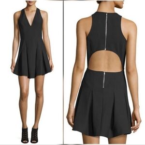 Elizabeth And James 0 Black Elegant Sleeveless Mini Dress Cutout Pleated Lined